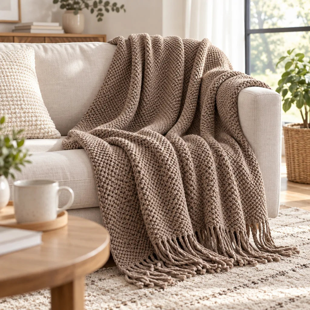 Plaid doux tricoté