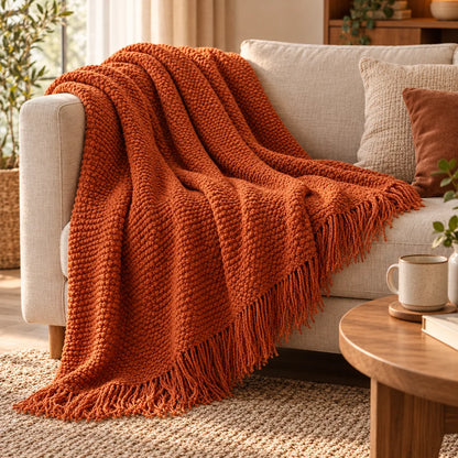 Plaid doux tricoté